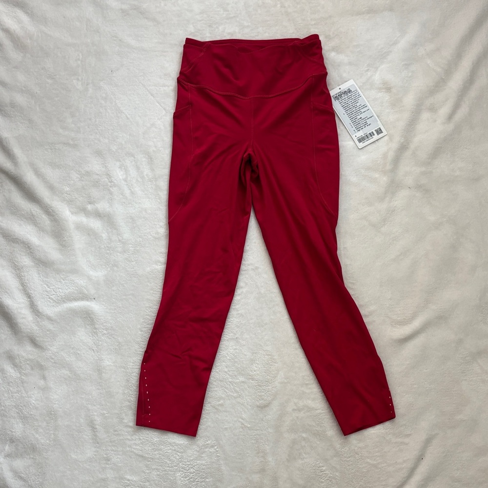 lululemon athletica Fast and Free Leggings Crop 23” - Size 4, Dark Red
